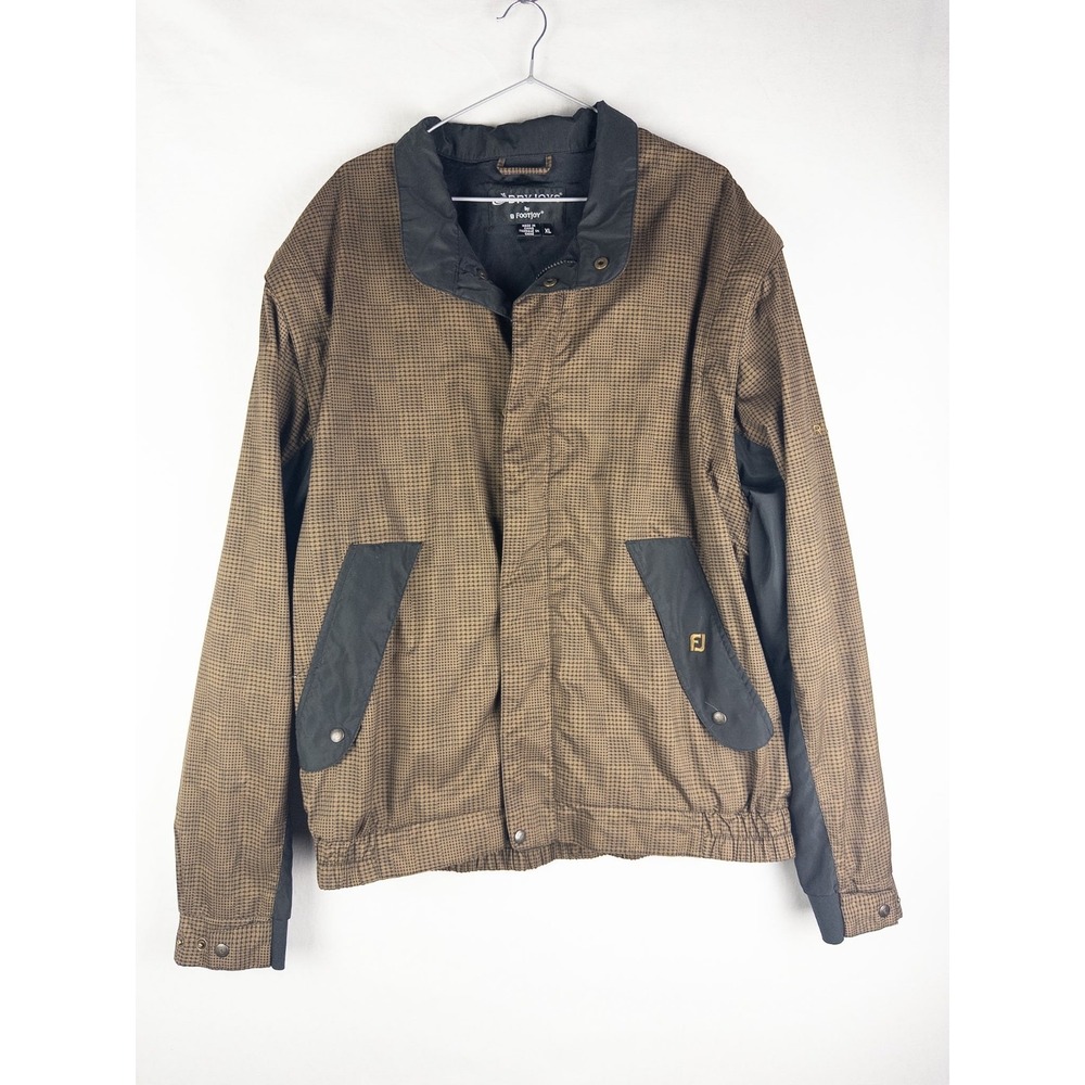 DryJoy‎ FootJoy Jacket Mens XL Brown Golf Performance Full Zip Snap Logo